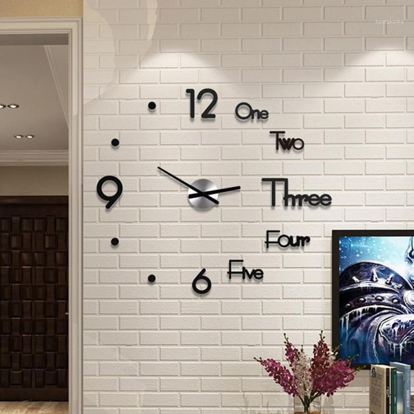 

diy 3d clock acrylic digital wall clock stereoscopic silent electronic modern design digital self-adhesive art decal1
