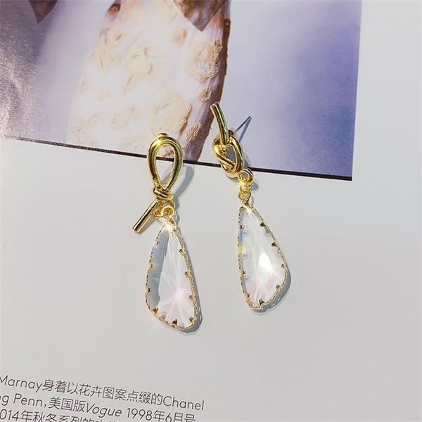 

fyuan geometric drop earrings for women new bijoux irregular transparent crystal drop earring statement earring jewelry gifts, Silver