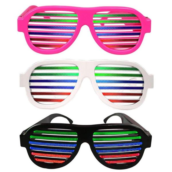 

fashion sunglasses frames light up disco glasses react to sound music rechargeable shutter shades rave led party glow in the dark, Black
