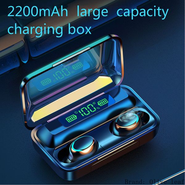 

2200mah 5.0 tws wireless bluetooth earphone headphones sport headset with microphone