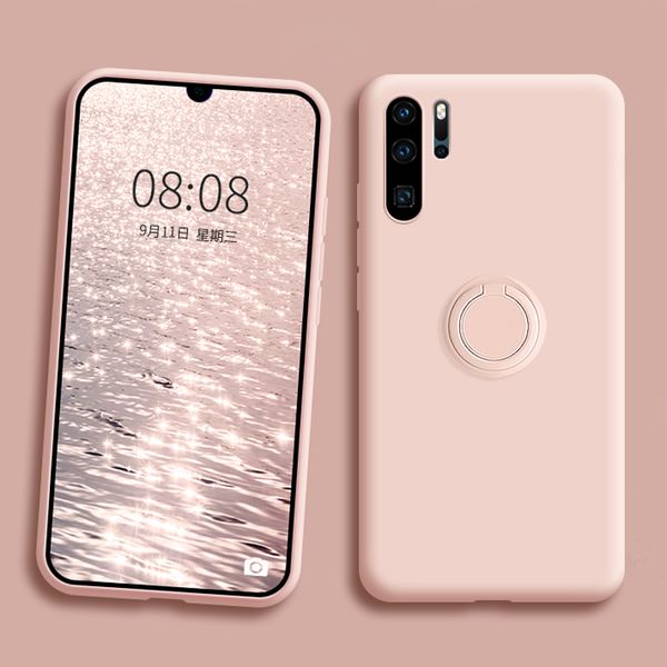 

luxury soft silicone case for huawei p30 pro p20 p40 mate 20 lite p30pro honor 20 pro phone with ring holder stand rubber covers