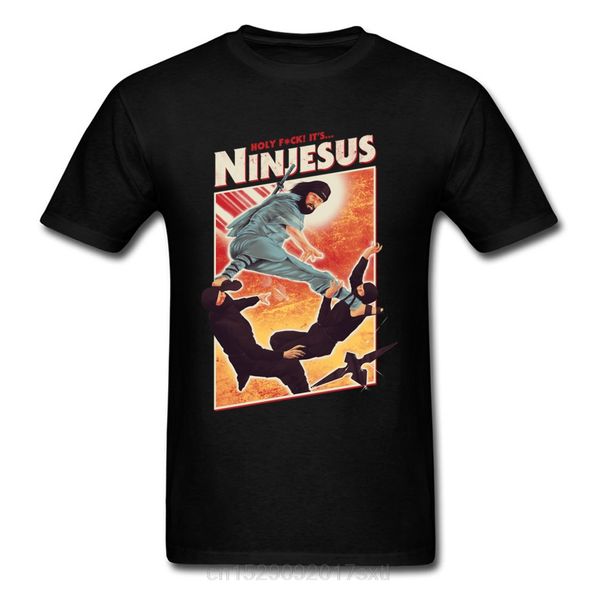 

sport ninjesus funny character t-shirt men 3d ninja tee shirts jesus black t shirt summer clothing kung fu tshirt