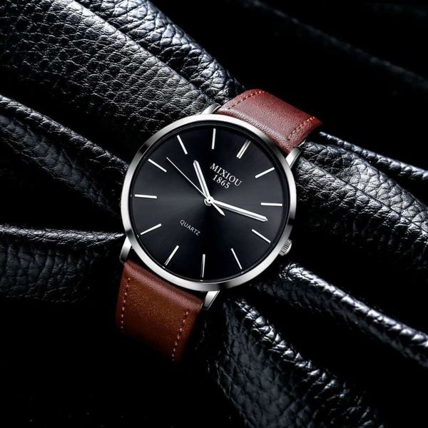 

belt ultra watch thin men's quartz life waterproof new student watch, Slivery;brown