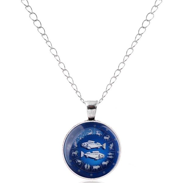 

pendant necklaces lureme time gem the zodiac series pisces disc charm necklace for women and girl (01003539), Silver
