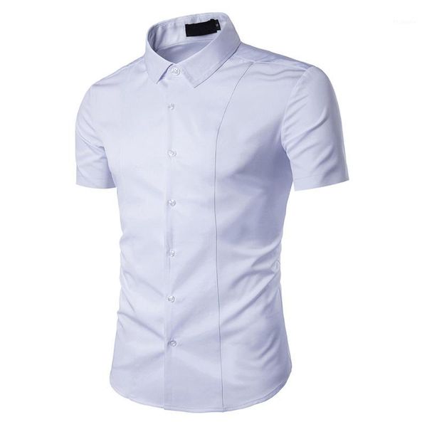 

vogue camisa masculina men shirt new vogue business shirt leisure short-sleeved lattice blouses chemise homme1, White;black