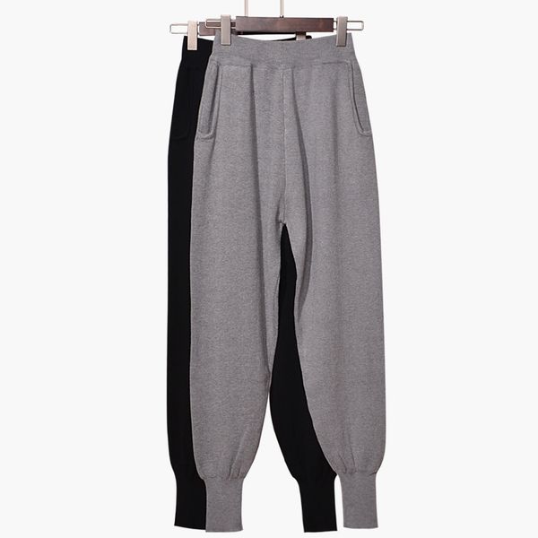 

men's and women's casual sports large loose harem pants knitted sweater, Black;gray