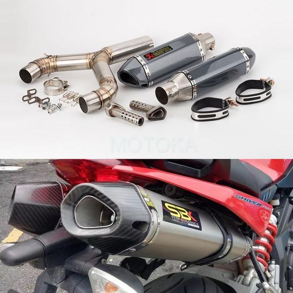 

motorcycle slip on for aprilia shiver750 system modified exhaust pipe universal 51mm akrapovic hexagonal muffler with db killer1