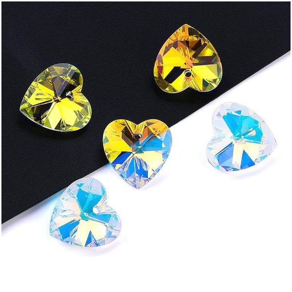 

18mm crystal heart beads glass 6228 heart pendant crystal charms rhinestone for earring necklace diy jewelry accessori jllebx