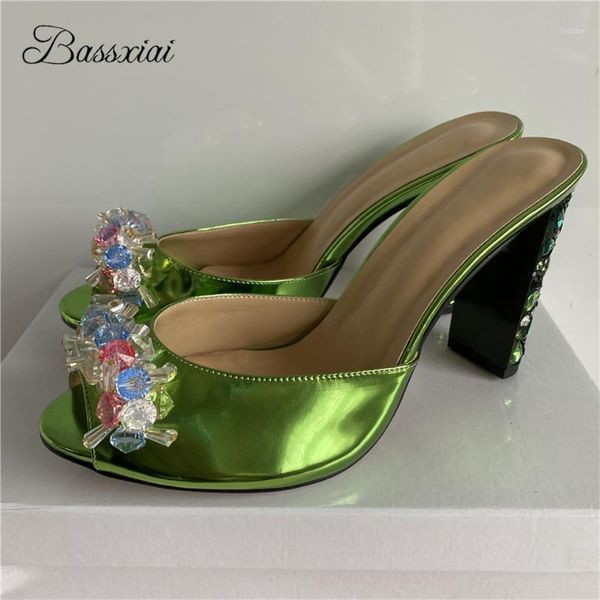 

crystal candy flower decor runway mules lady open toe slingbacks diamond high heel rhinestone sandals women summer1, Black