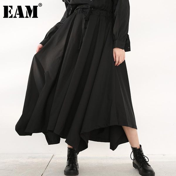 

eam] high elastic waist big size leisure long wide leg trousers new loose fit pants women fashion spring autumn 2021 yc04201, Black;white