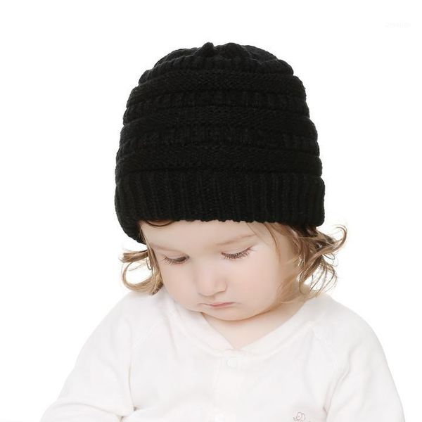 

beanies 2021 baby beanie caps autumn winter wool knitted hat kids solid color crocheted toddler muts bonnet enfant1