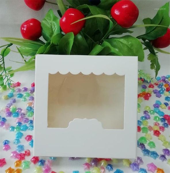 

10pc large kraft paper cupcake craft box with pvc window,gift cardboard paper box for cakes,packaging for cookies pvc window1