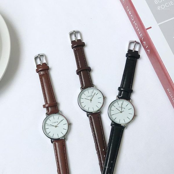 

leather watch women fashion ultra-thin quartz wrist watch ladies dress vintage silver clock 32mm1, Slivery;brown