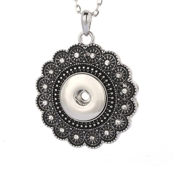 

boom life 2018 vintage metal snap button pendant necklace with chain fit oem,odm 18mm snap jewelry f bbycyk, Silver
