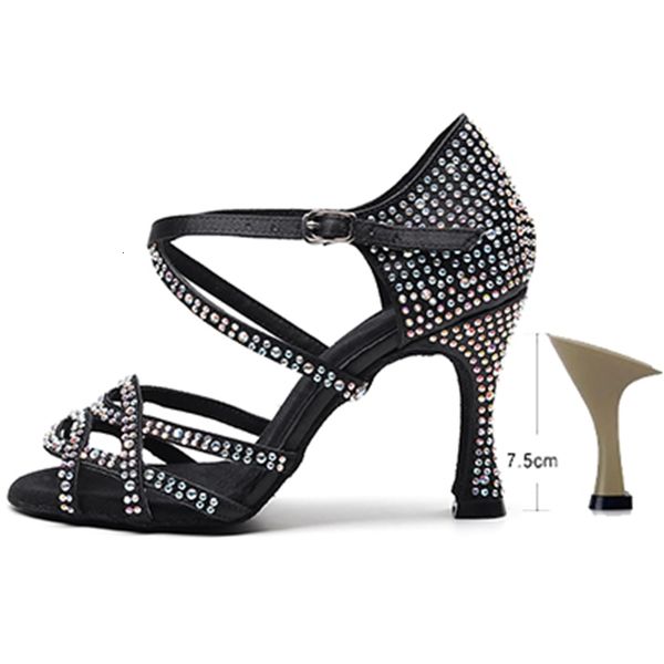 

2021 new women rhinestone latin dance shoes black soft sole bachata salsa dancing sheos for party wedding girls waltz tango dance-shoes gx6h