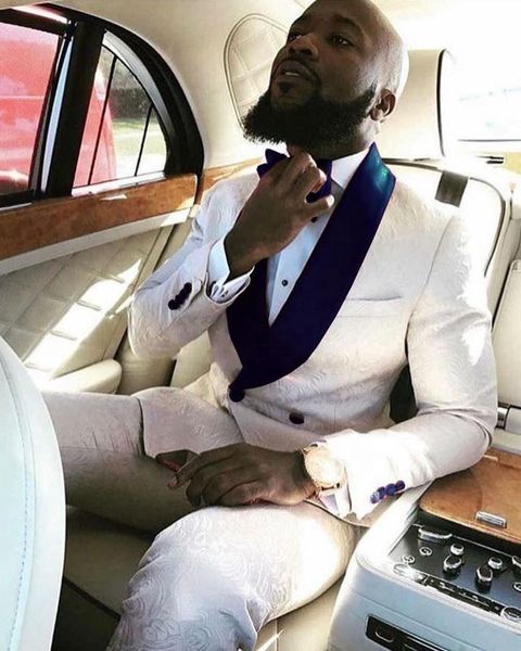 

new fashionable groom tuxedos groomsmen one button ivory paisley shawl lapel man suit wedding men's blazer suits (jacket+pants+tie, Black;gray