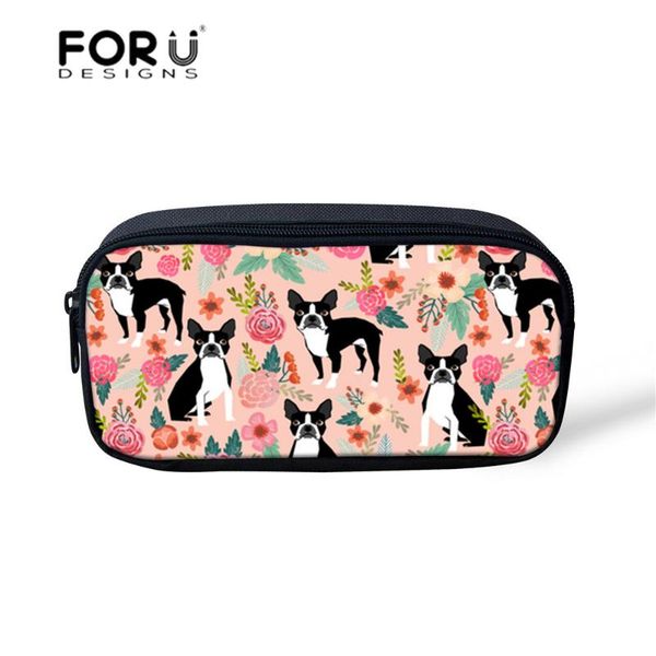 

forudesigns cosmetic bag for cosmetics pencil case pen children boston terrier print portable makeup bag organizer for students