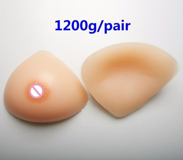 

1200g/pair shemale crossdresser adhesive fake boobs transvestites breast mastectomy triangle silicone breast forms enhancer1, Black;white