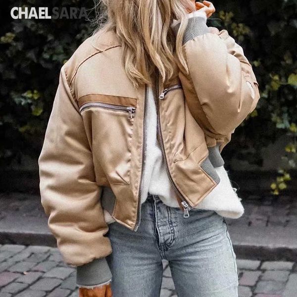

2021 new spring autumn short baseball jackets women zipper casual loose bomber coat female outwear t201102, Black;brown