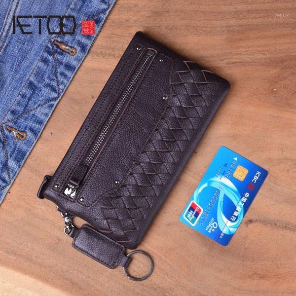 

wallets aetoo large-capacity original handmade genuine leather wallet men and women casual retro japanese style hipster1, Red;black