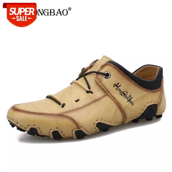 

2021 new brand men's casual shoes split leather men's shoes fashion breathable loafers non-slip driving outdoor flat #wx3m