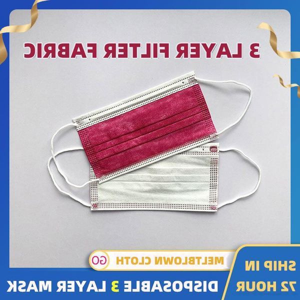 

layers 10/50/100/200pcs disposable face mask 3 filter anti dust elastic earband breathable mask wine red face mouth mask