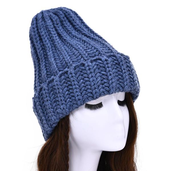 

winter hats for women cashmere knitted hat warm cap handmade crochet ski beanie female soft baggy skullies kg-42