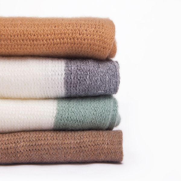 

fashion scarf scarf 2021 japanese and korean autumn and winter new warp knitting long fringe color matching wool scarf womens knitted bib sh, Blue;gray