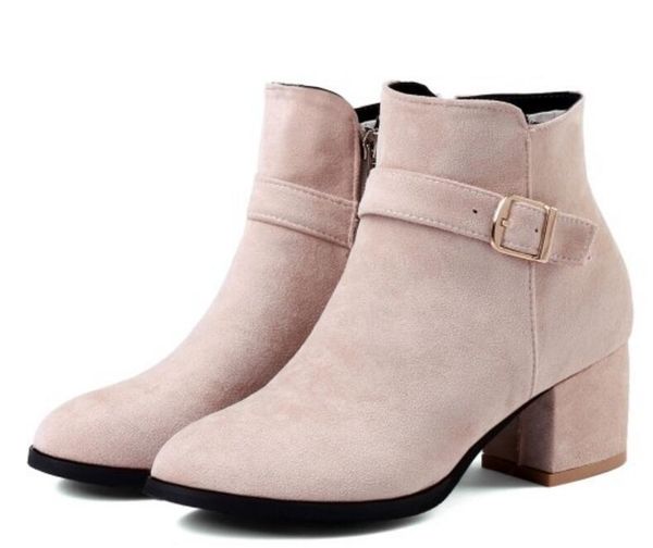 

boots sapato feminino women ankle autumn spring warm pumps shoes woman chunky high heels gladiator chaussure booties xz181618, Black