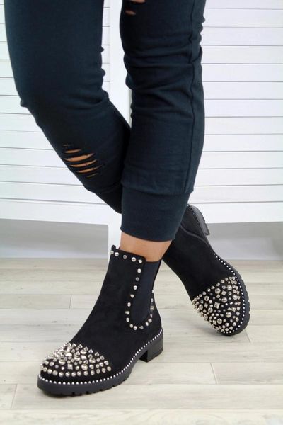 

thick and large size women's boots 2020 new foreign nail fashion anti wolf short boots women's 43, Black