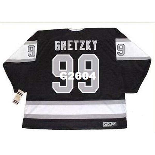 

men #99 wayne gretzky los angeles kings 1989 ccm vintage away hockey jersey or custom any name or number retro jersey, Black