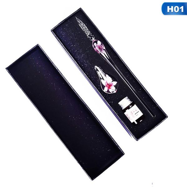 

creative vintage handmade art elegant crystal floral glass dip pen sign ink pens school & office gift new drop shiping