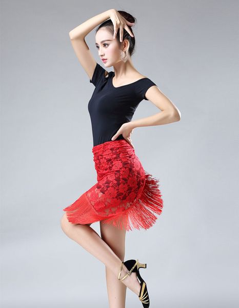 

blley hip scarf lace shawl hip triangle towel latin dance tassel hip scarf fringed waist belly dance triangular bandage, Black;red