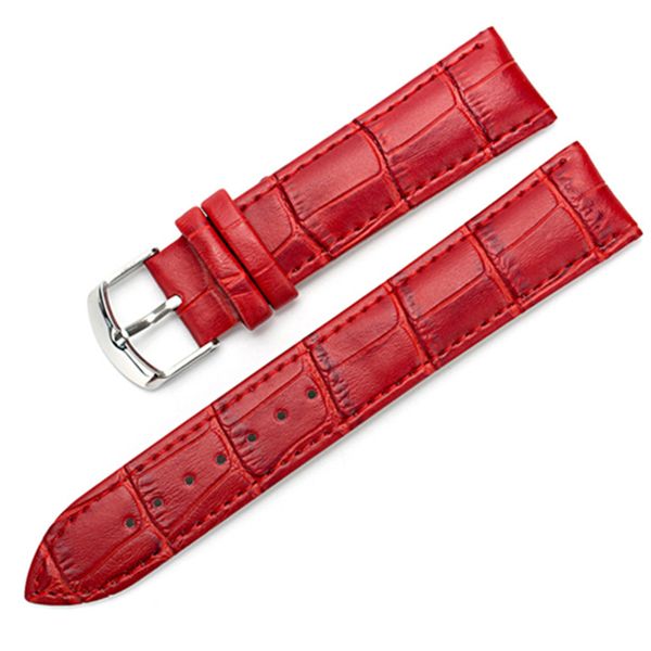 Echtleder Uhrenarmband Uhrengürtel Armband Armbanduhren Band für Damenuhren weiblich rot weiß schwarz 12 14 15 16 17 18 19 20 22 24 mm