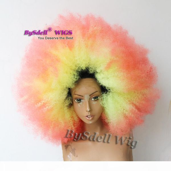 

colorful beauty black diamond girl mermaid hairstyle wigs synthetic afro kinky curly lace front wigs for black women