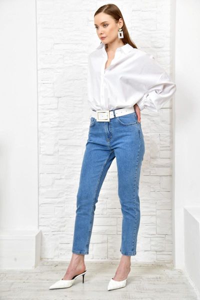 

women's jeans trend alacati style women blue mom jean alc-x3514