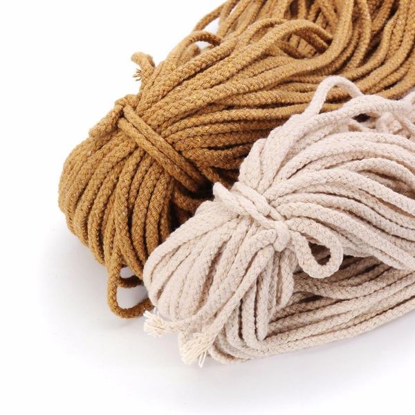 

5mm beige brown braided cotton rope twisted cord rope diy craft macrame woven string home textile accessories craft gift1, Black;white