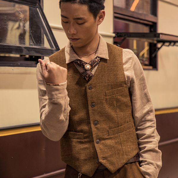 

soarin british slim casual waistcoat men's business plaid suit jacket shoulder