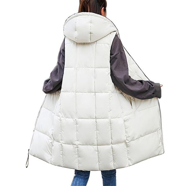 

women's vests women vest winter jacket hooded thicken warm long outerwear & coats casual cotton padded autumn female sleeveless waistco, Black;white