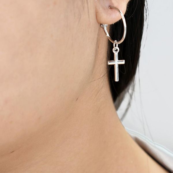 

chadestinty симпатичные крест кулон падение мотаться серьги для женщин висячие круглый круг серьги простой пронзительный ювелирные изделия о, Black;white