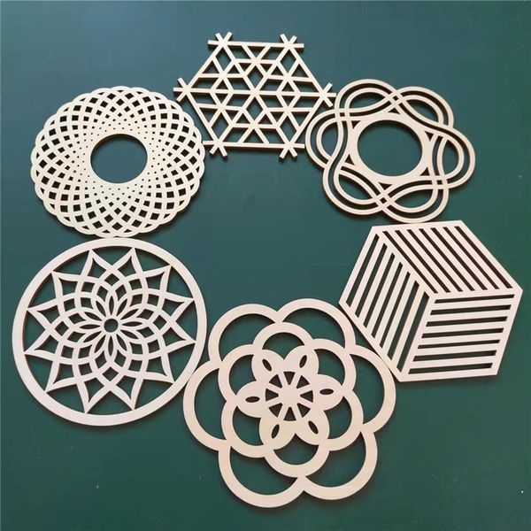 

6pcs/set ins wood coaster insulating pot pad plywood placemat