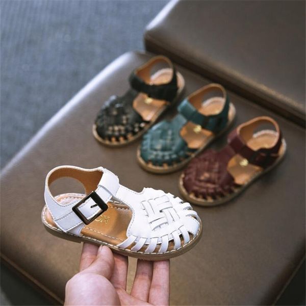 

children's sandals children shoes summer new genuine leather boys girls baby sandals child princess baotou sandals y200619, Black;red