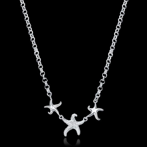 

wholesale silver color jewelry fishstar star popular women lady cute charms chain necklace fashion christmas gift jn910 h bbycag