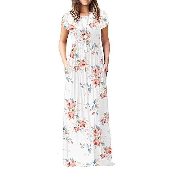 

new 2021 summer casual women short sleeve print long boho dresses o-neck bandage tunic vintage bohemian robe maxi dress vestidos, Black;gray