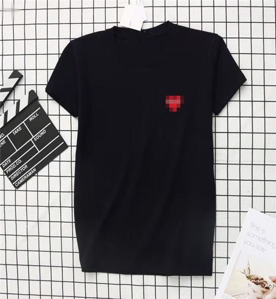

men's t-shirts for 2020.european and american popular small red heart embroidered t-shirts men and women lovers pure cotton t-shirts, White;black