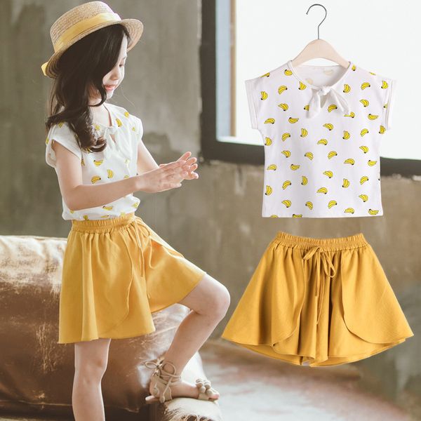 

girls summer clothes suit 2020 casual clothes for kids outfits 4 6 8 10 12 13 years teen children clothing print suit for girls t200707, White