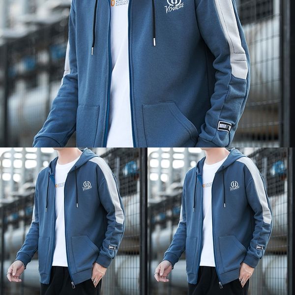 

4m3vz hooded autumn men's cardigan loose sports new spring and autumn 2020 coat clothingsweater clothingkorean fashion clothes sweater, Black