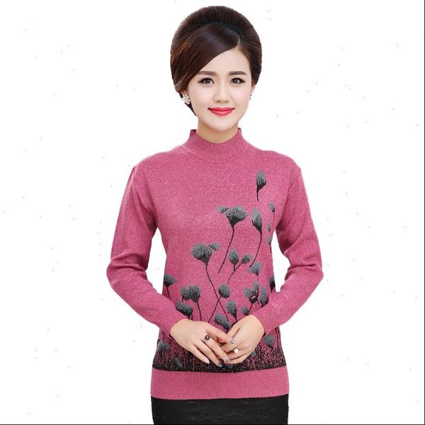 

christmas sweater jumper women knitwear casual slim pullover turtleneck print plus size mother long sleeve knitted, White;black