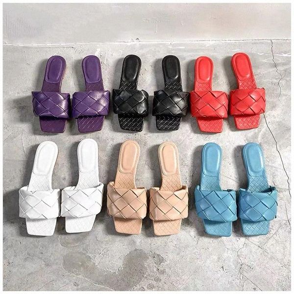

2020 new brand slippers weave artificial leather women sandal open toe flat casual slides summer outdoor beach female flip flops #py59, Black
