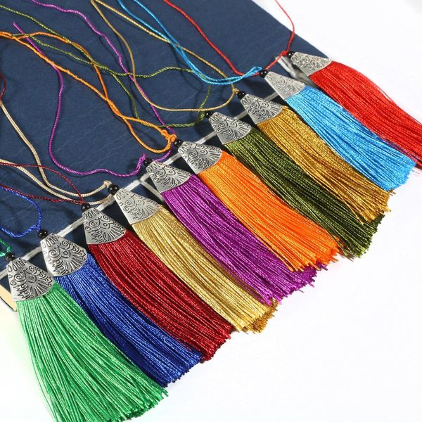 

2pcs lot 8cm metal cap tassel diy key cell phone bag fringe trim tassels pendant sewing curtain garments accessories h wmtshb